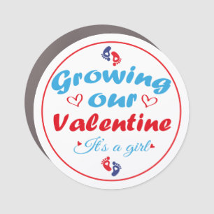 Growing Our Valentine It's A Girl New Pregnancy Car Magnet