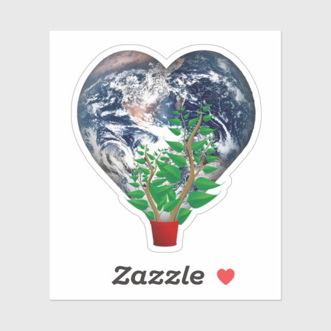 Growing Plant with Earth Heart Sticker (Sheet)