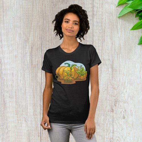 Growing Pumpkins Orange Vegetable Womens T_Shirt