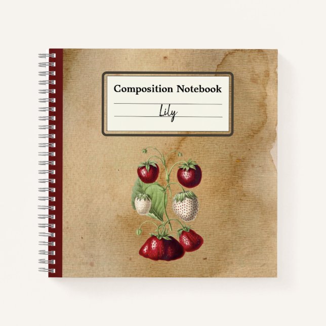 Growing Strawberries Personalized Composition Notebook (Front)