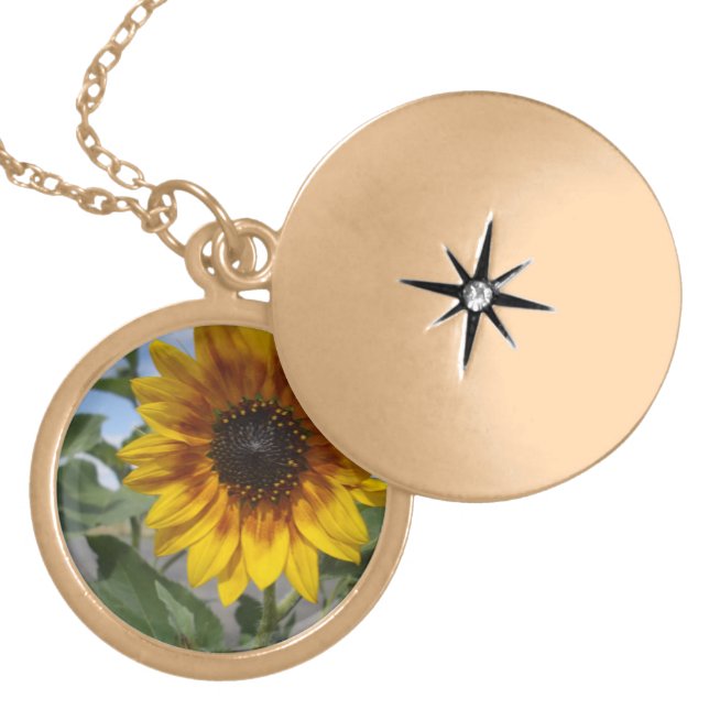 Growing Sunflower Beauty, Gold Plated Necklace (Front)