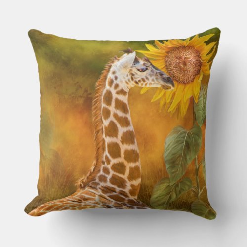 Growing Tall - Giraffe Art Decorator Pillow