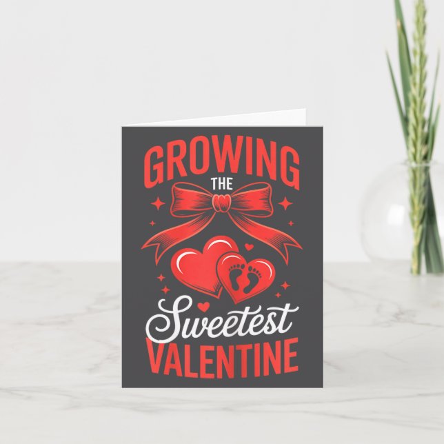 Growing The Sweetest Valentine Pregnancy Announcem Card (Front)
