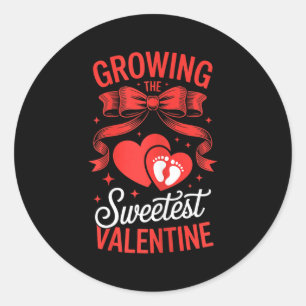 Growing The Sweetest Valentine Pregnancy Announcem Classic Round Sticker