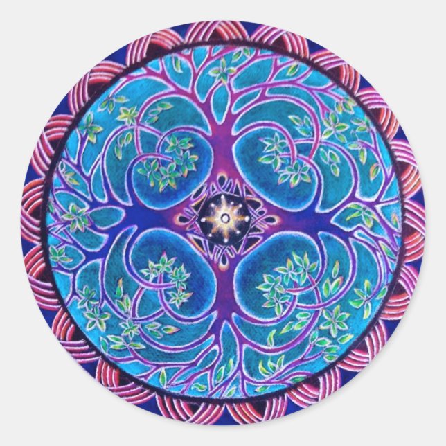 Growing Tree of Life Mandala Sticker (Front)