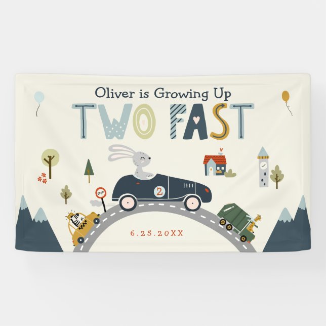 Growing up 2 Fast Birthday Banner (Horizontal)