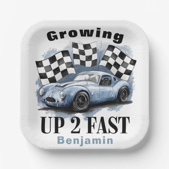 Growing Up 2 Fast Birthday Party Custom Paper Plates (Front)