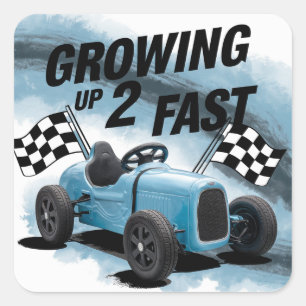 Growing Up 2 Fast Birthday Party Square Sticker