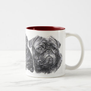 Growing Up Black Pug Two-Tone Coffee Mug