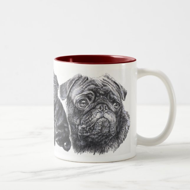 Growing Up Black Pug Two-Tone Coffee Mug (Right)