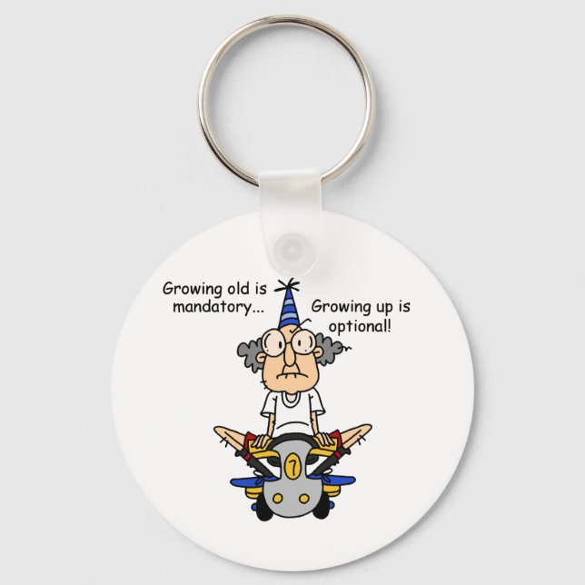 Growing Up is Optional Humor Keychain (Front)