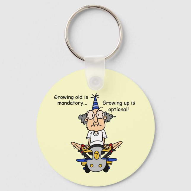 Growing Up is Optional Humor Keychain (Front)