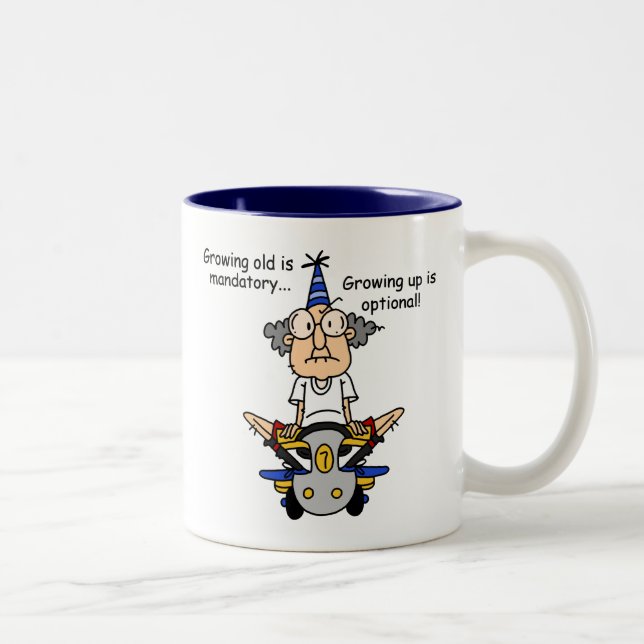 Growing Up is Optional Humor Two-Tone Coffee Mug (Right)