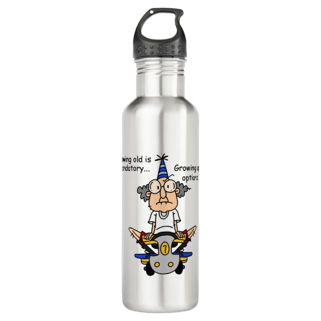 Growing Up is Optional Humor Water Bottle (Front)