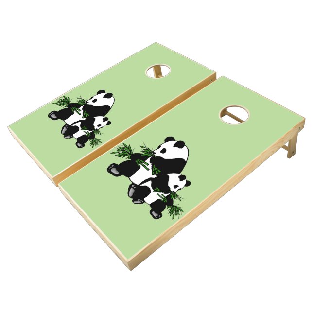 Growing Up Panda Cornhole Set (Angled)