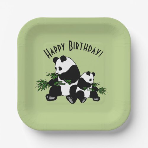 Growing Up Panda Happy Birthday Paper Plates