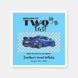 Growing Up To Fast 2nd birthday Blue Sports Car Napkins