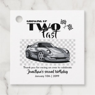 Growing Up To Fast 2nd birthday Modern Race Car Favor Tags