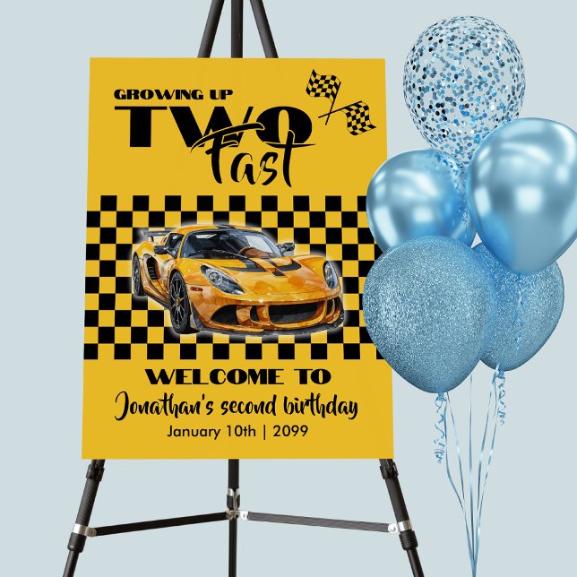Growing Up To Fast 2nd birthday  Yellow Sports Car Foam Board (Creator Uploaded)