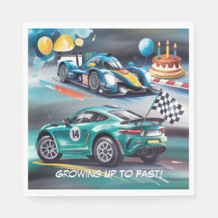 Growing Up To Fast Boy Birthday Party Napkins