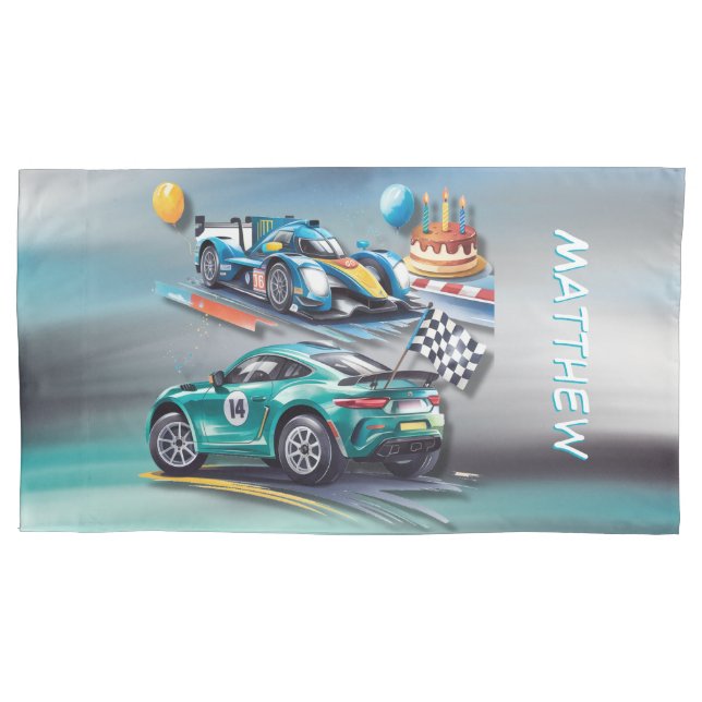Growing Up To Fast Boy Birthday Party  Pillow Case (Front-Left)