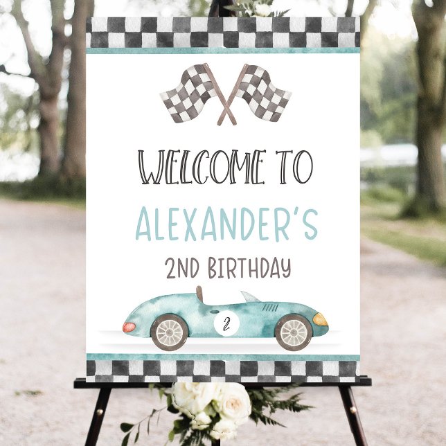 Growing Up Two Fast 2nd Birthday Foam Board (Growing Up Two Fast 2nd birthday party with racing theme, car decorations, and playful details for a)