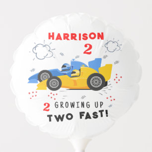 Growing Up Two Fast 2nd Birthday Kids Racing Cars Balloon