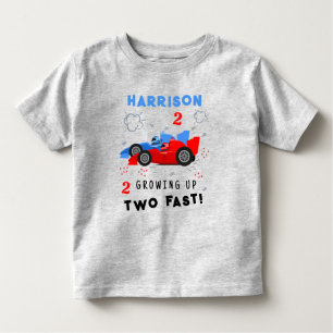 Growing Up Two Fast 2nd Birthday Kids Racing Cars Toddler T-shirt
