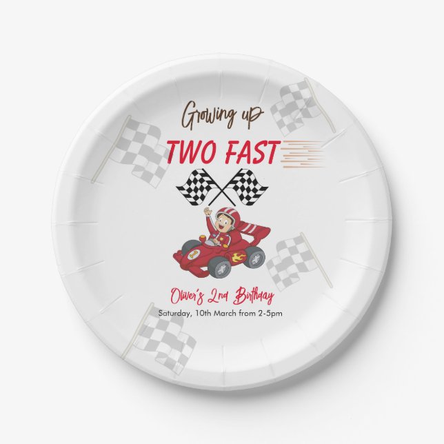Growing up two fast 2nd Birthday  Paper Plates (Front)