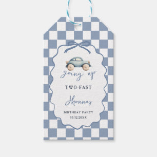 Growing Up Two Fast blue retro birthday Gift Tags