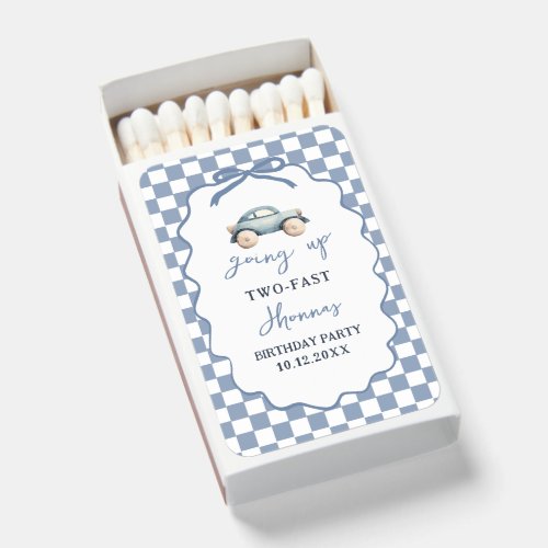Growing Up Two Fast blue retro birthday Matchboxes
