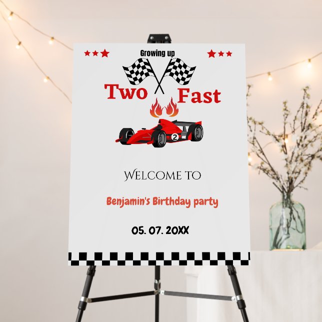 Growing up two fast car race boy 2nd birthday  foam board (In Situ (Stand))