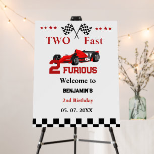 Growing up two fast car race boy 2nd birthday  foam board