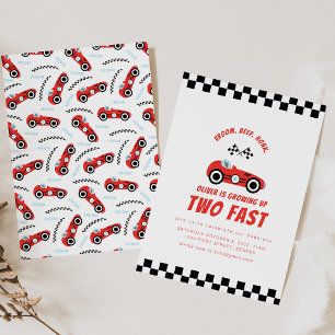 Growing up Two Fast - Car Racing Theme Birthday Invitation