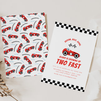 Growing up Two Fast - Car Racing Theme Birthday Invitation