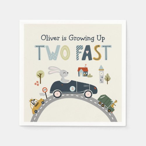 Growing Up Two Fast Cars Birthday Party Napkins
