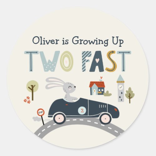 Growing Up Two Fast Cars Birthday Stickers