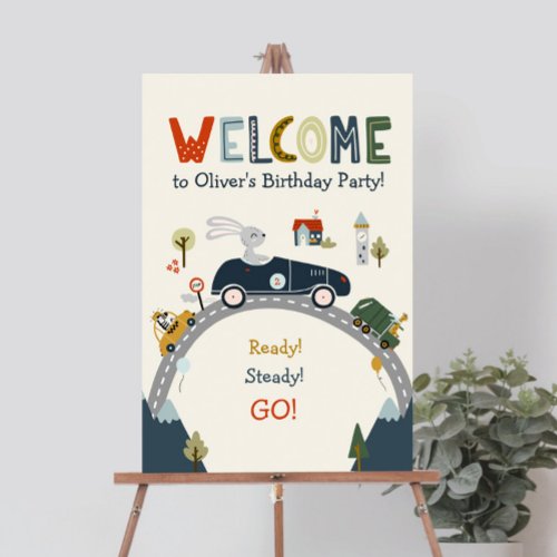 Growing Up Two Fast Cars Birthday Welcome Sign