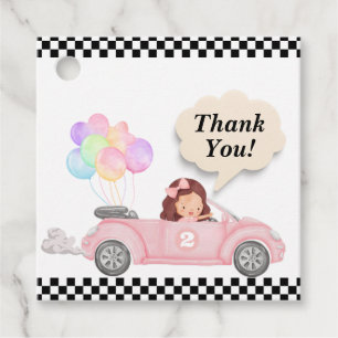 Growing Up Two Fast Pink Race Car Girl 2nd bday Favor Tags