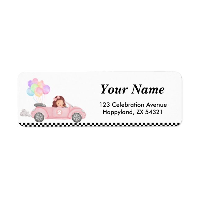 Growing Up Two Fast Pink Race Car Girl 2nd bday Label (Front)