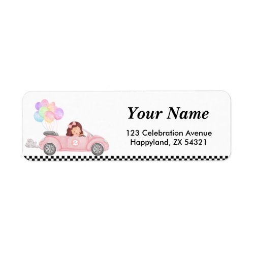 Growing Up Two Fast Pink Race Car Girl 2nd bday Label