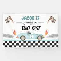 Editable Racing Car Backdrop Banner Growing Up Two Fast Birthday