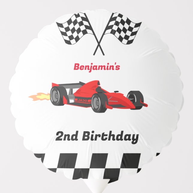 Growing UP TWO Fast  Race Car Boy 2nd Birthday Balloon (Front)