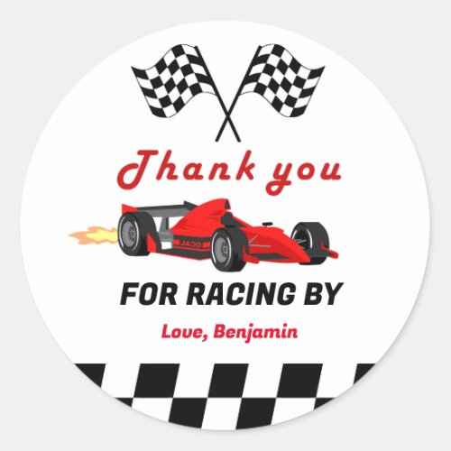 Growing UP TWO Fast Race Car Boy 2nd Birthday Classic Round Sticker
