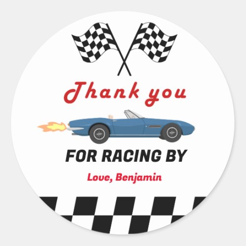 Growing UP TWO Fast  Race Car Boy 2nd Birthday Classic Round Sticker