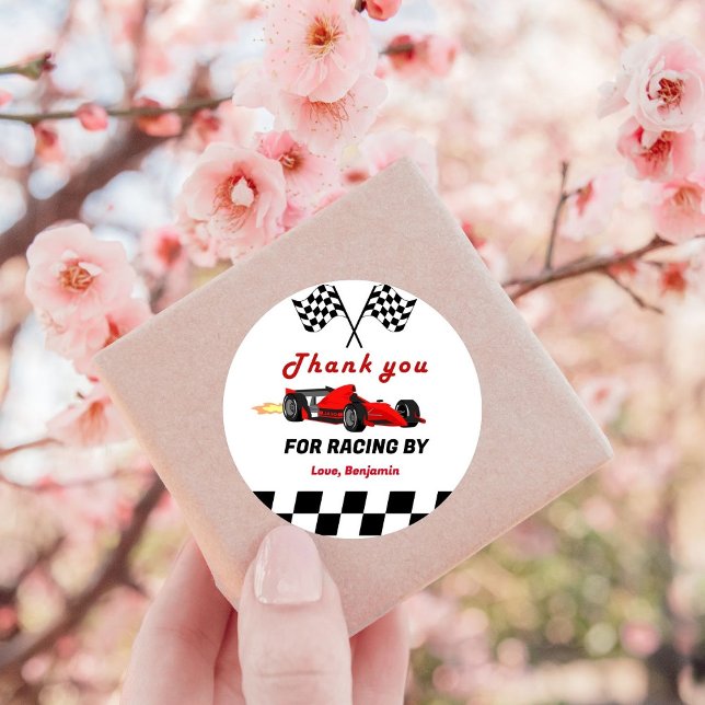 Growing UP TWO Fast Race Car Boy 2nd Birthday Classic Round Sticker (Creator Uploaded)