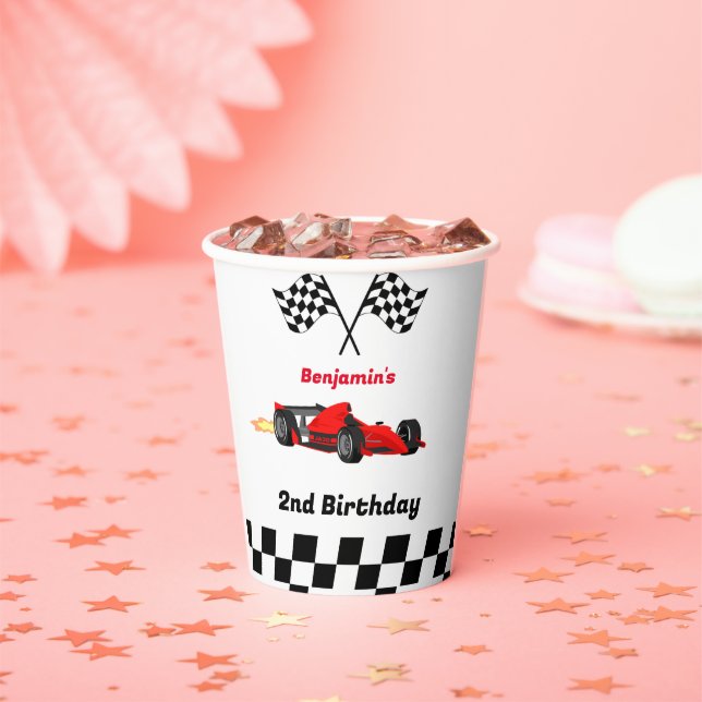 Growing UP TWO Fast  Race Car Boy 2nd Birthday Paper Cups (Insitu)