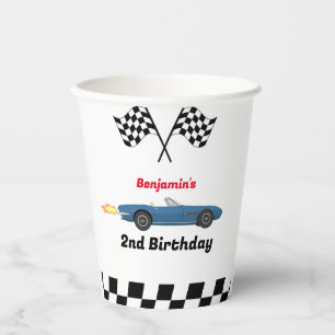 Growing UP TWO Fast Race Car Boy 2nd Birthday Paper Cups