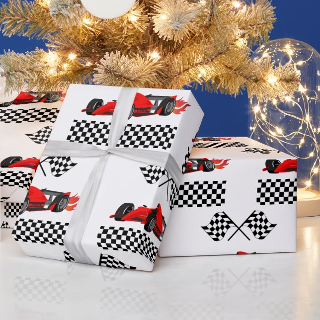 Growing UP TWO Fast Race Car Boy 2nd Birthday  Wrapping Paper (Holidays)