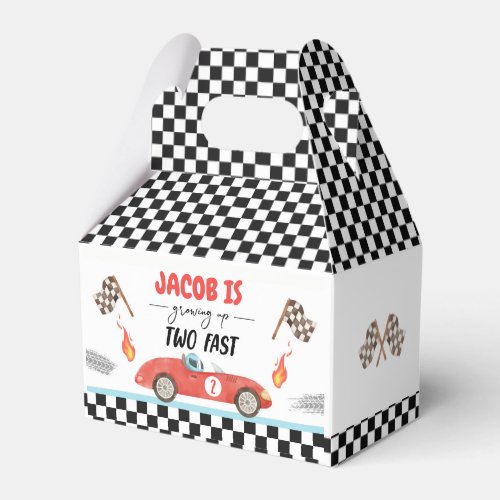 Growing Up Two Fast Race Car Boy Second Birthday Favor Boxes